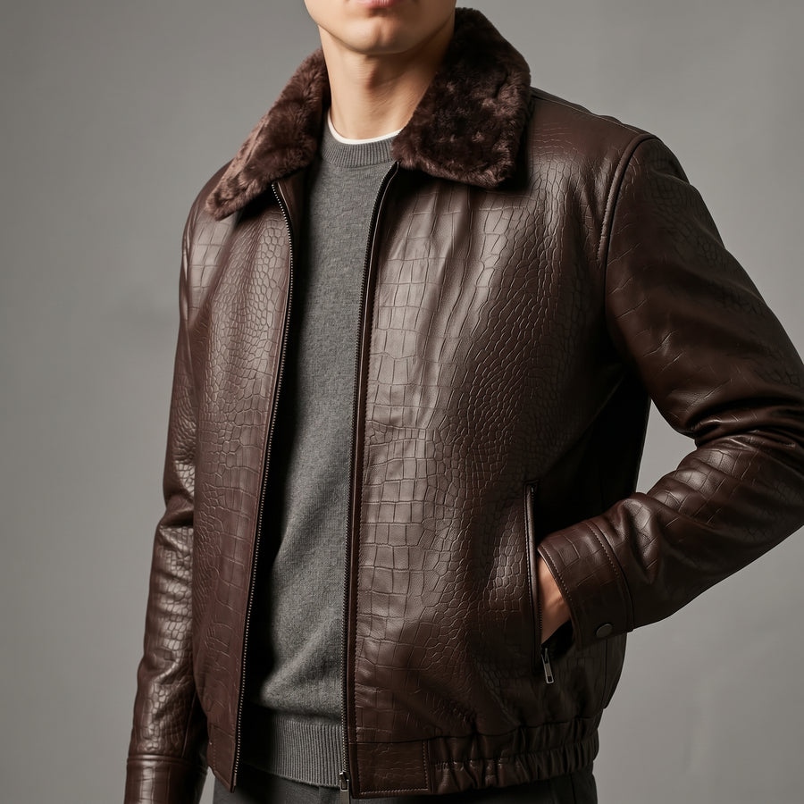 LEATHER JACKET CLJ-BR-CRC-FR-V6