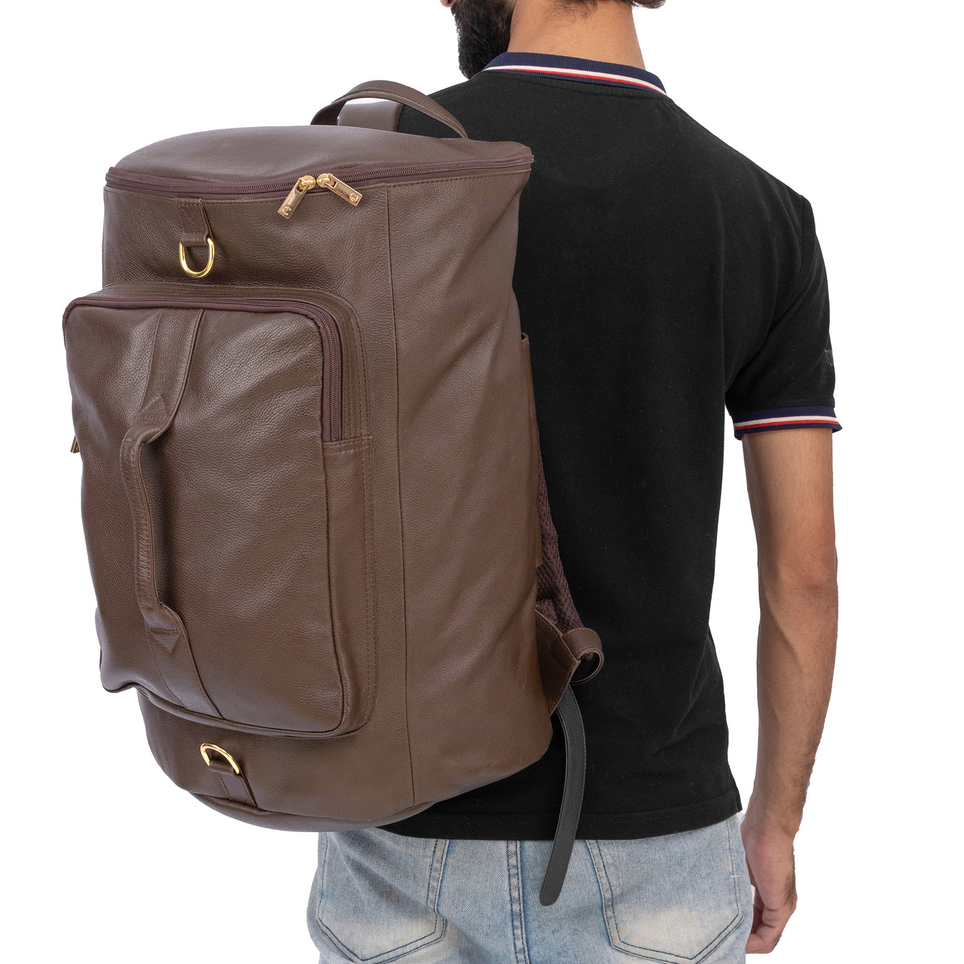 Leather Duffel Bag Brown