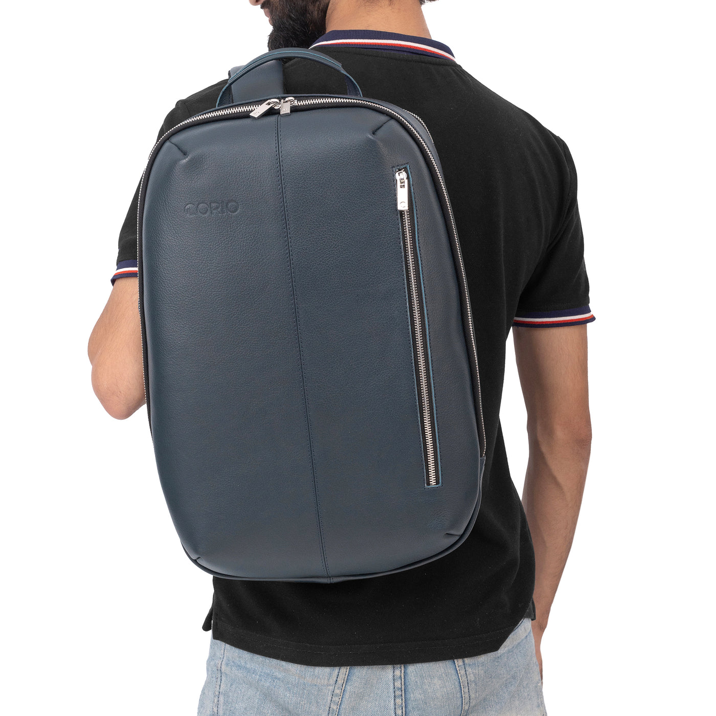 Leather Backpack Blue