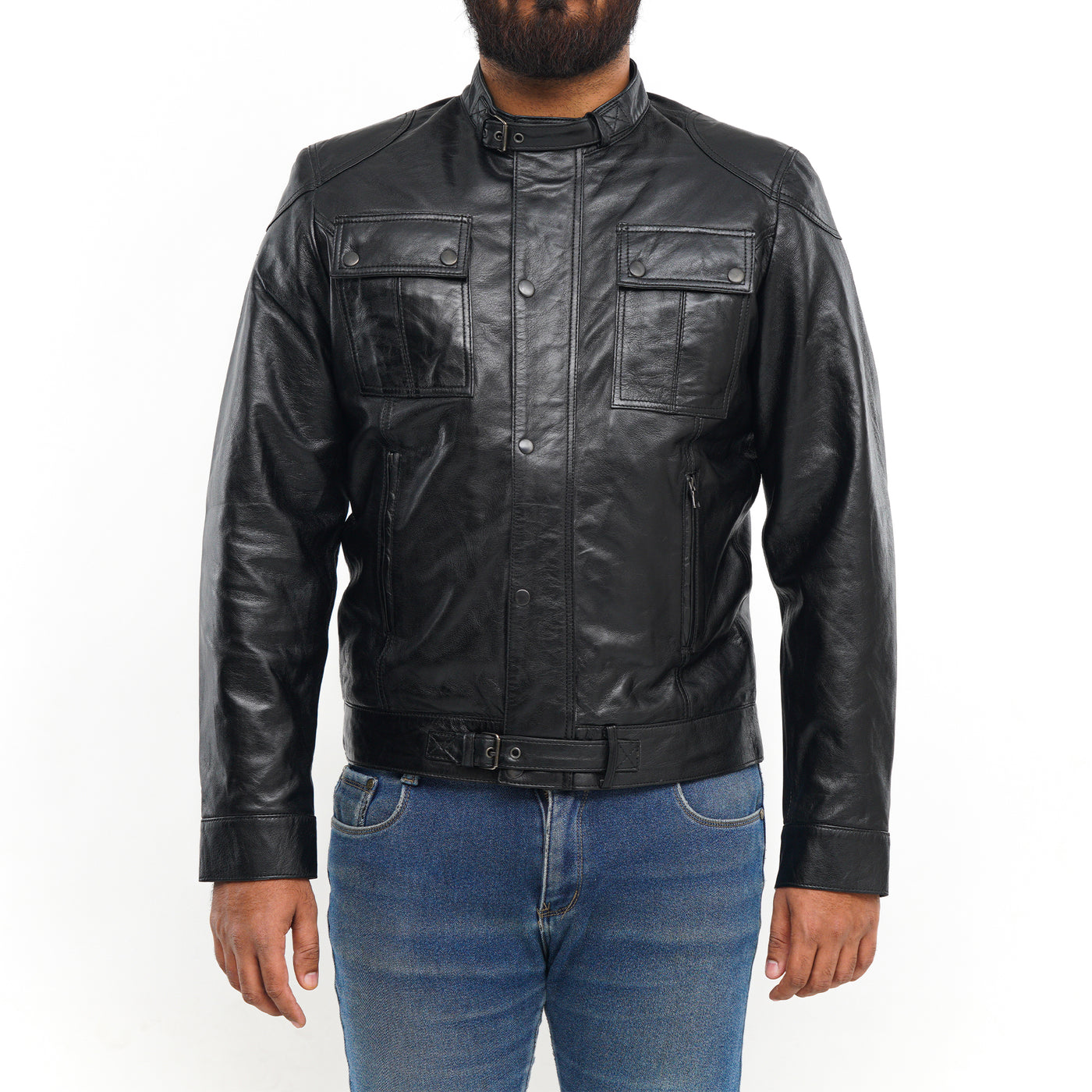 LEATHER JACKET CLJ-BL-BN-FP-V5