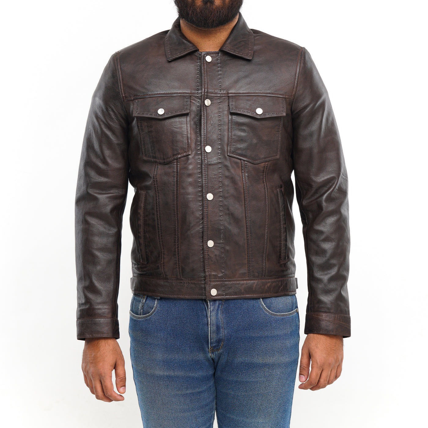LEATHER JACKET CLJ-BR-SC-FP-V5