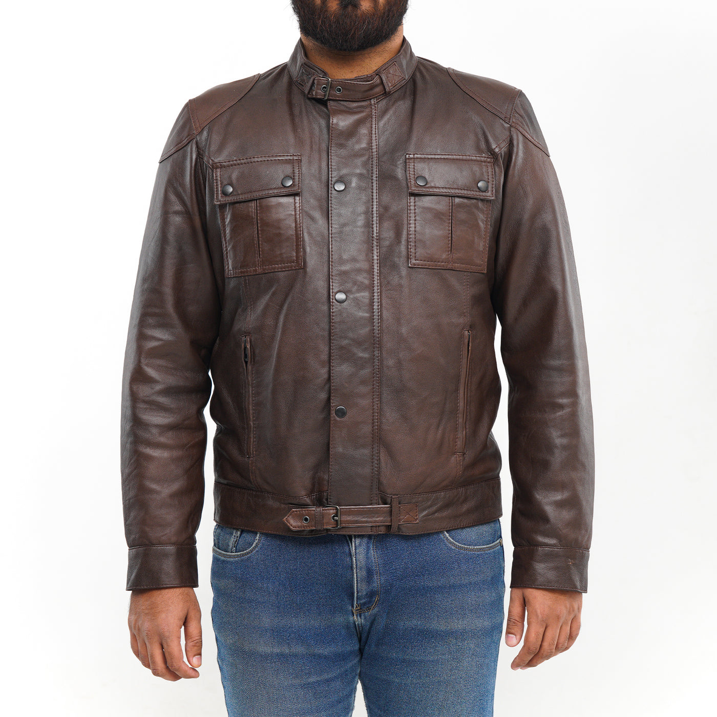 LEATHER JACKET CLJ-BR-BN-FP-V5