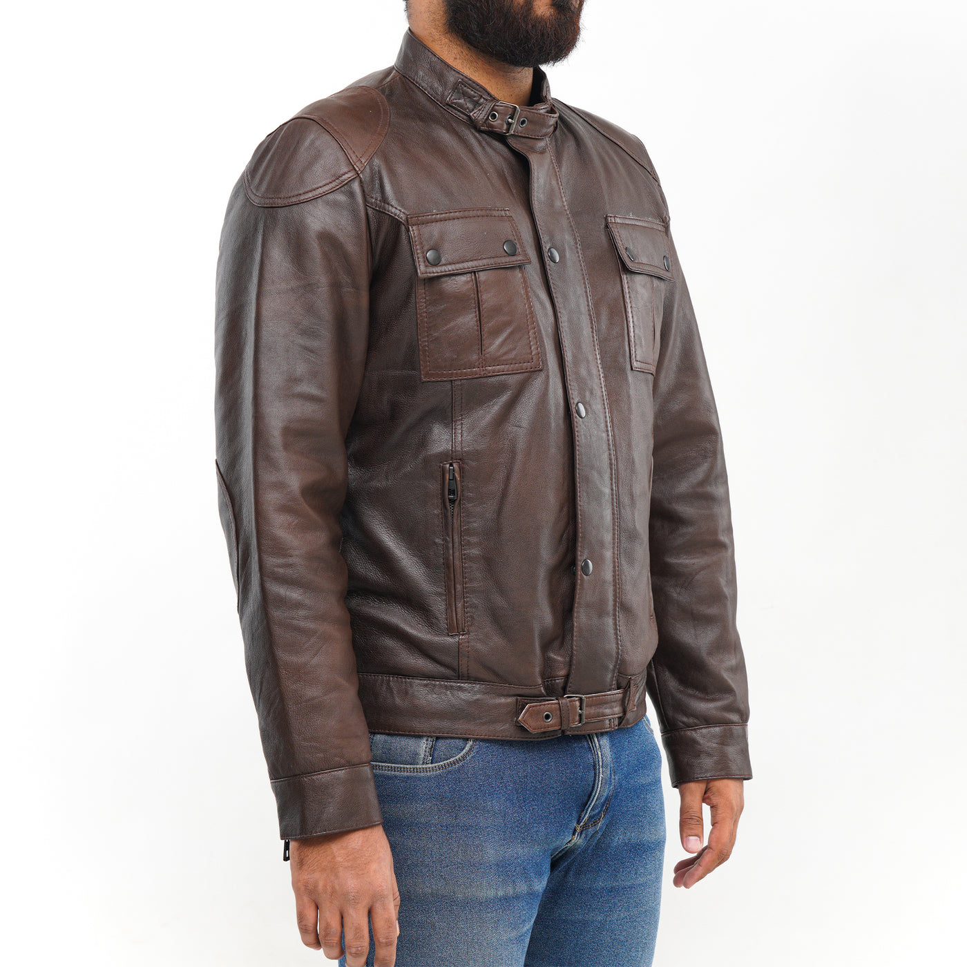 LEATHER JACKET CLJ-BR-BN-FP-V5