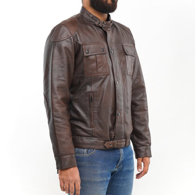 LEATHER JACKET CLJ-BR-BN-FP-V5