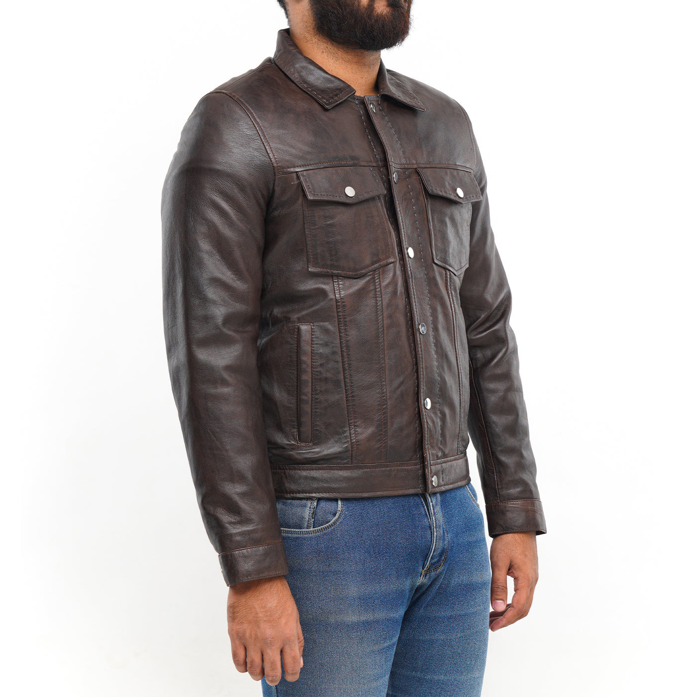 LEATHER JACKET CLJ-BR-SC-FP-V5