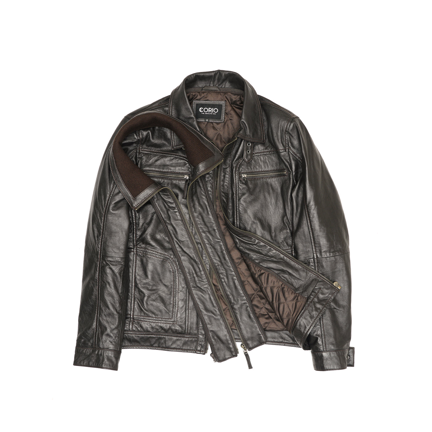 Leather Jacket CLJ-BR-ZP-V4