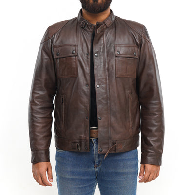 LEATHER JACKET CLJ-BR-BN-FP-V5